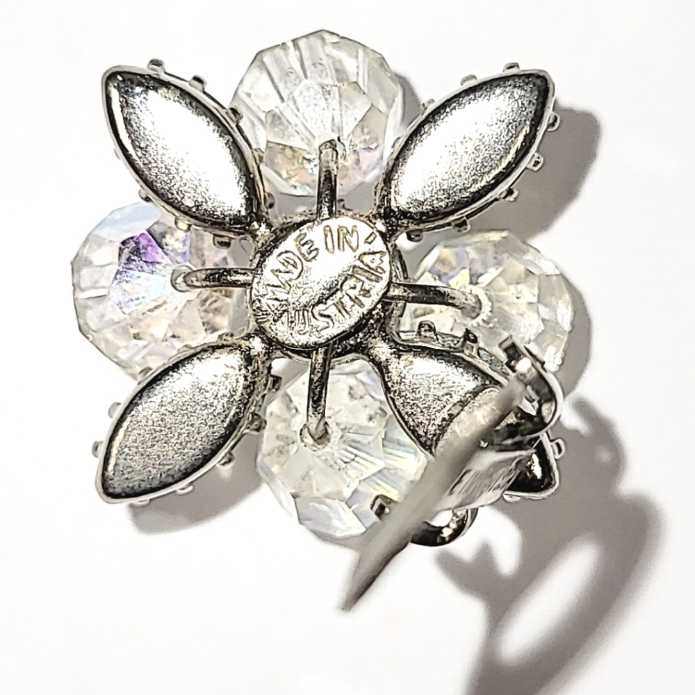 AUSTRIAN CRYSTAL & AB RHINESTONE CLIP EARRINGS - Picture 6 of 8